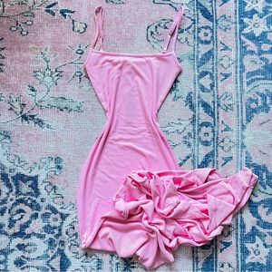 (SOLD) SKIMS Soft Lounge Long Slip Dress in Cotton Candy in XXS